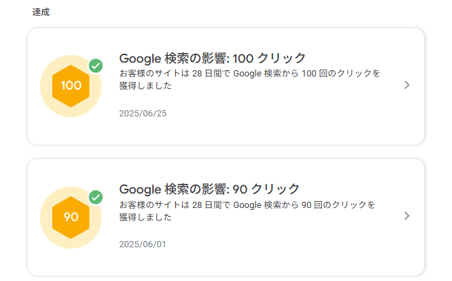 Google検索の100クリック達成した画像